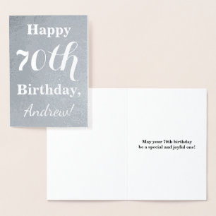 Basic Silver Foil 70th Birthday + Custom Name Card