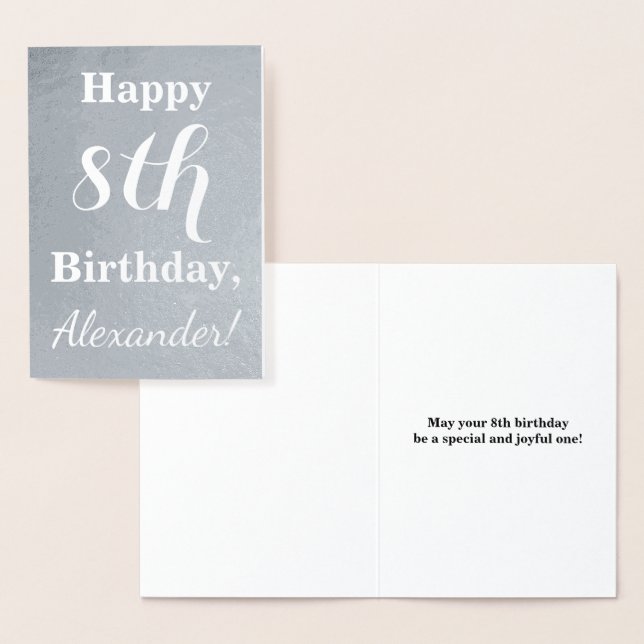 Basic Silver Foil 8th Birthday + Custom Name Card (Display)