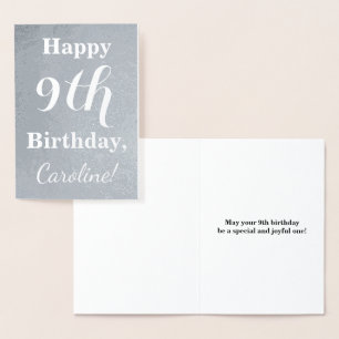 Basic Silver Foil 9th Birthday + Custom Name Card