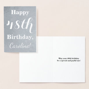 Basic Silver Foil "Happy 48th Birthday" + Name Foil Card