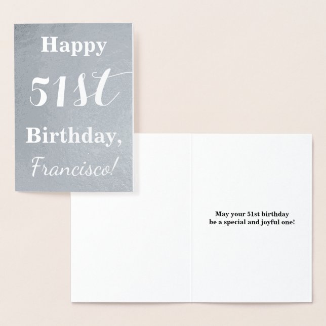 Basic Silver Foil "Happy 51st Birthday" + Name Card (Display)