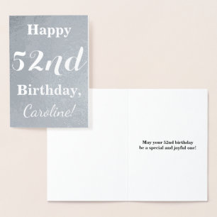 Basic Silver Foil "Happy 52nd Birthday" + Name Card