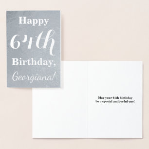 Basic Silver Foil "Happy 64th Birthday" + Name Card