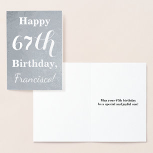 Basic Silver Foil "HAPPY 67th BIRTHDAY" + Name Card