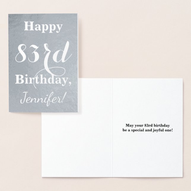Basic Silver Foil "HAPPY 83rd BIRTHDAY" + Name Card (Display)