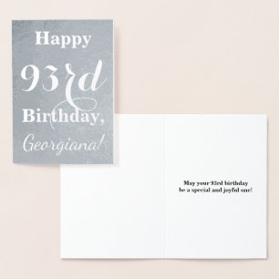 Basic Silver Foil "HAPPY 93rd BIRTHDAY" + Name Card