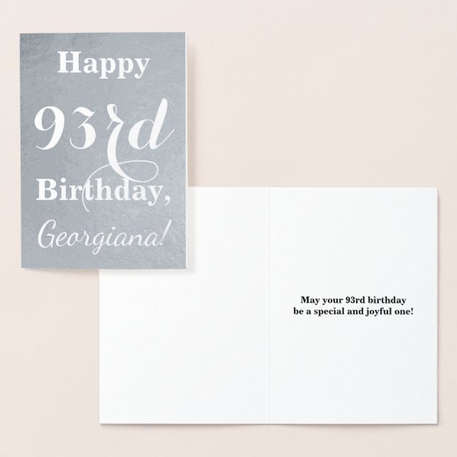 Basic Silver Foil "HAPPY 93rd BIRTHDAY" + Name Card (Display)