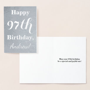 Basic Silver Foil "HAPPY 97th BIRTHDAY" + Name Foil Card
