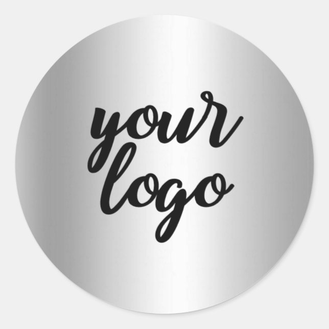 Basic Silver Metallic Shine Silver Classic Round Sticker (Front)