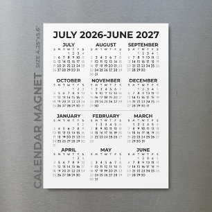 Basic Simple 2026-2027 School Year Calendar Magnet