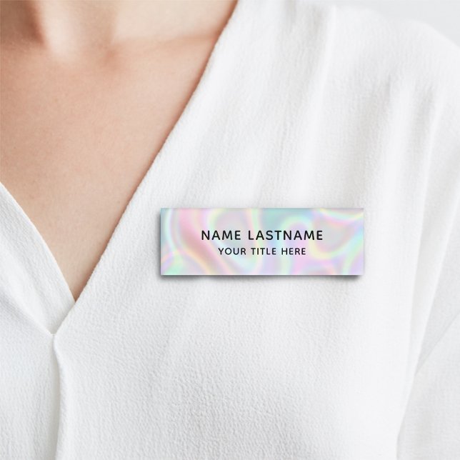 Basic Simple Faux Holographic Modern Title Name Tag (Creator Uploaded)