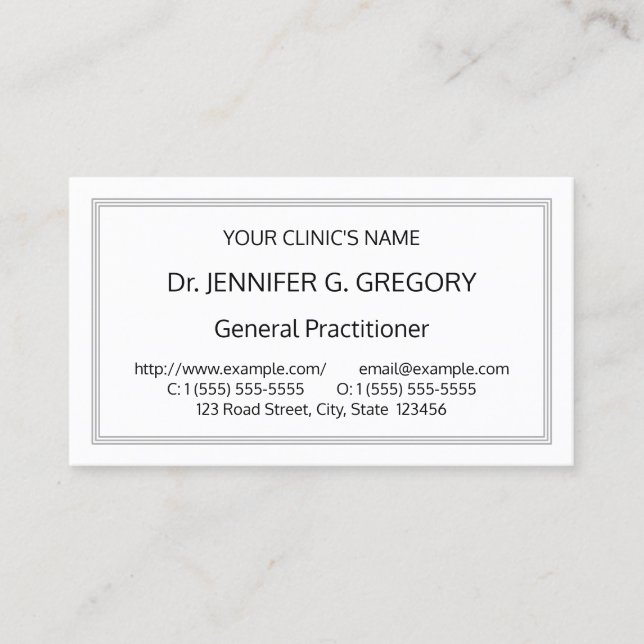 Basic, Simple Healthcare Specialist Business Card (Front)