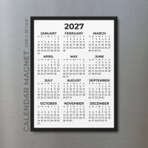 Basic Simple Minimalist 2027 Magnetic Calendar