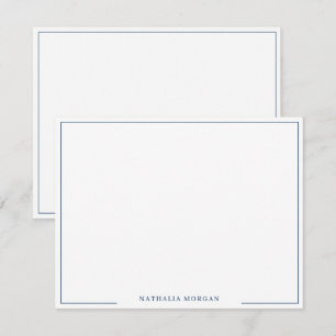 Basic Simple Navy Blue Border Stationery Card