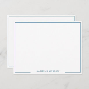 Basic Simple Teal Blue Border Stationery Card