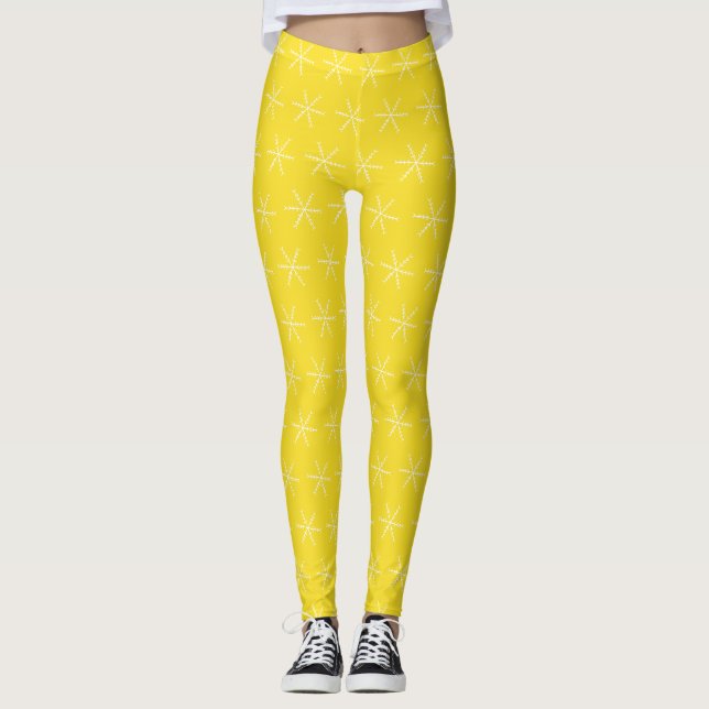 Basic Snowflake Yellow Leggings (Front)