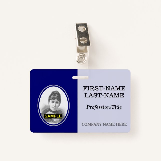 Basic Staff/Employee Portrait Badge ID Badge (Front with Clip)