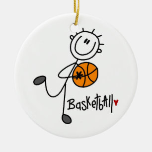 Basic Stick Figure Basketball T-shirts and Gifts Ceramic Ornament