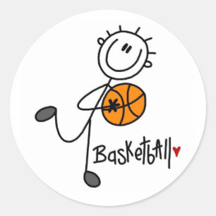 Basic Stick Figure Basketball T-shirts and Gifts Classic Round Sticker