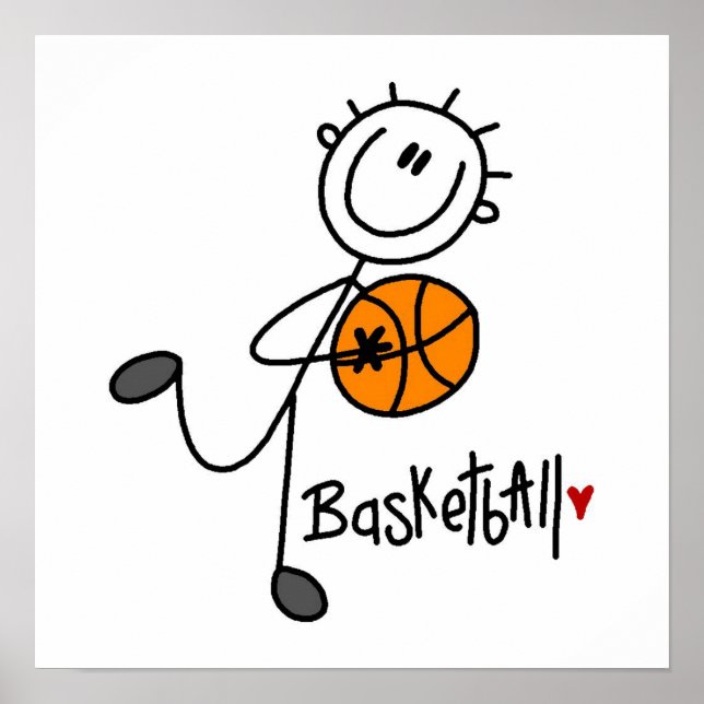 Basic Stick Figure Basketball T-shirts and Gifts Poster (Front)