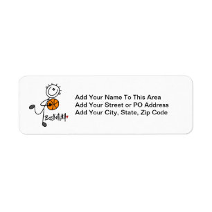 Basic Stick Figure Basketball T-shirts and Gifts Return Address Label