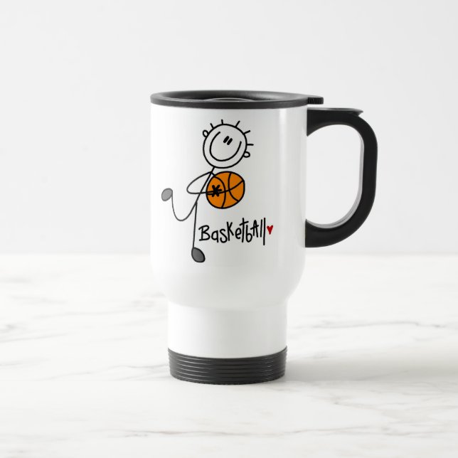 Basic Stick Figure Basketball T-shirts and Gifts Travel Mug (Right)