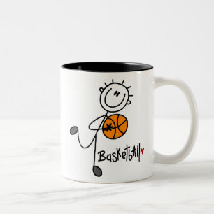 Basic Stick Figure Basketball T-shirts and Gifts Two-Tone Coffee Mug