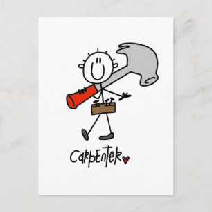 Basic Stick Figure Carpenter Tshirts and Gifts Postcard