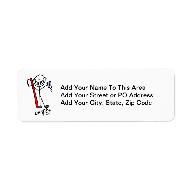 Basic Stick Figure Dentist Return Address Label (Front)