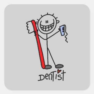 Basic Stick Figure Dentist Square Sticker