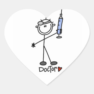 Basic Stick Figure Doctor Heart Sticker