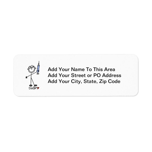 Basic Stick Figure Doctor Return Address Label (Front)