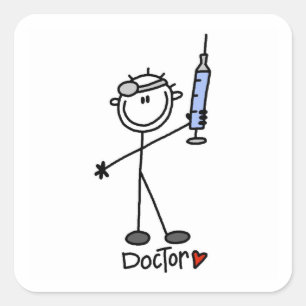 Basic Stick Figure Doctor Square Sticker