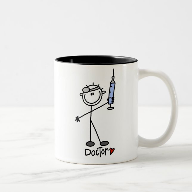 Basic Stick Figure Doctor Two-Tone Coffee Mug (Right)