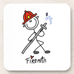 Basic Stick Figure Fireman T-shirts and Gifts Coaster