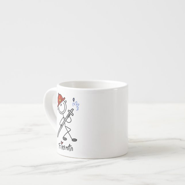 Basic Stick Figure Fireman T-shirts and Gifts Espresso Cup (Front Left)
