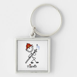 Basic Stick Figure Fireman T-shirts and Gifts Key Ring