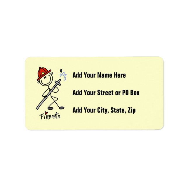 Basic Stick Figure Fireman T-shirts and Gifts Label (Front)