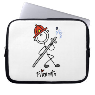 Basic Stick Figure Fireman T-shirts and Gifts Laptop Sleeve