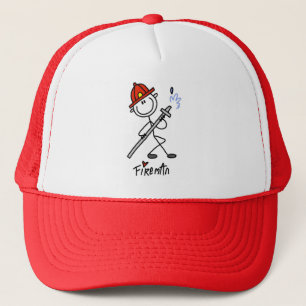 Basic Stick Figure Fireman T-shirts and Gifts Trucker Hat