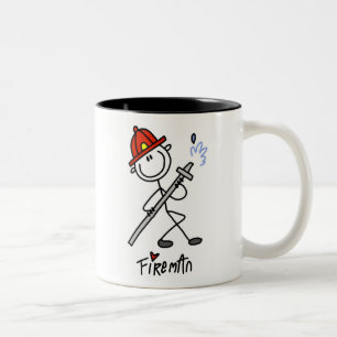 Basic Stick Figure Fireman T-shirts and Gifts Two-Tone Coffee Mug