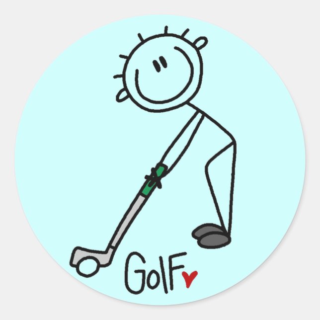 Basic Stick Figure Golf T-shirts and Gifts Classic Round Sticker (Front)
