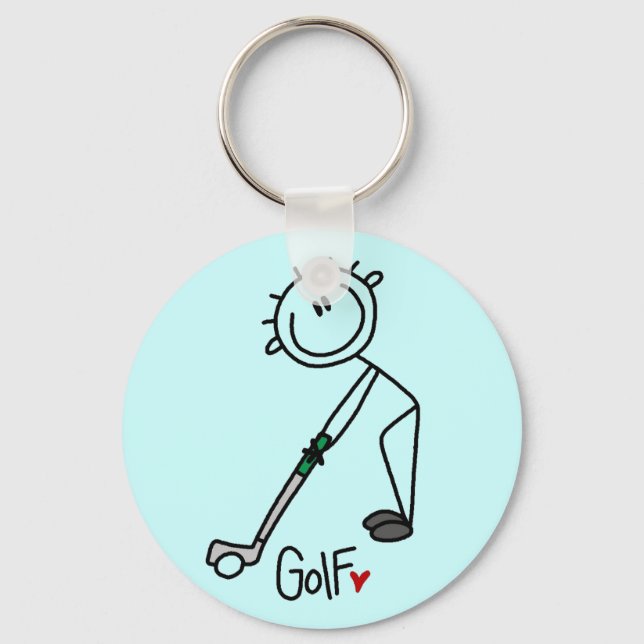 Basic Stick Figure Golf T-shirts and Gifts Key Ring (Front)