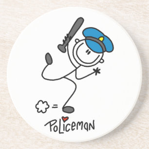 Basic Stick Figure Police Officer Coaster