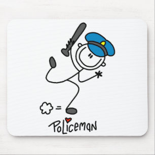 Basic Stick Figure Police Officer Mouse Pad