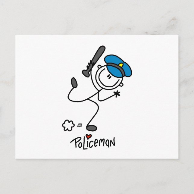 Basic Stick Figure Police Officer Postcard (Front)