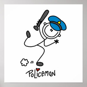 Basic Stick Figure Police Officer Poster