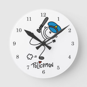 Basic Stick Figure Police Officer Round Clock