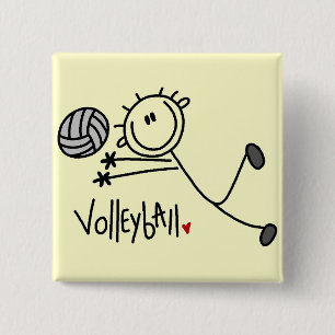 Basic Stick Figure Volleyball Tshirts and Gifts 15 Cm Square Badge