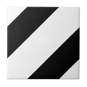 Basic Stripe 1 Black and White Tile